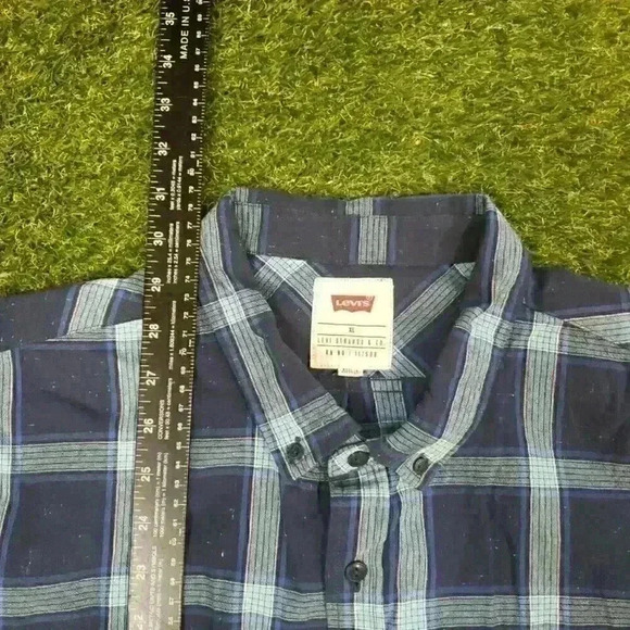 Levi’s Shirt Mens XL Red Plaid Short Sleeve Pearl Snap Pocket Western Cowboy - Picture 5 of 6